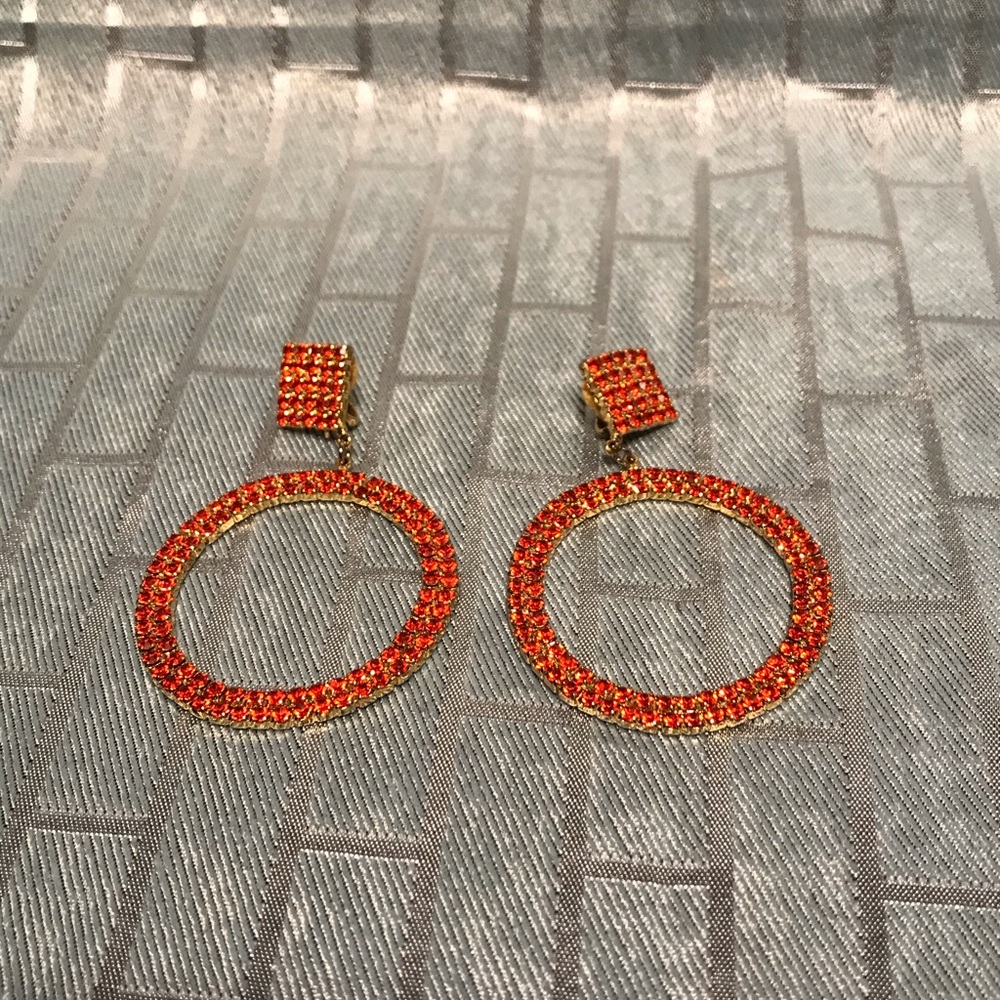Orange Gems Hoop Earrings